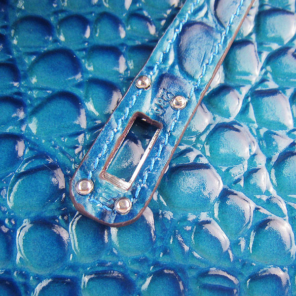 AAA Hermes Kelly 22 CM Stone Veins Handbag Blue H008 On Sale